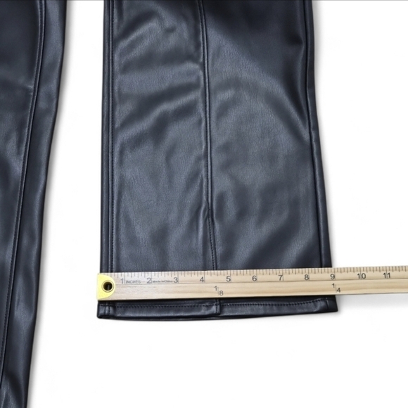 High Rise Faux Leather Bootcut Pants 31 Vent Slit Hem Modern Chic Night Out - Picture 14 of 16